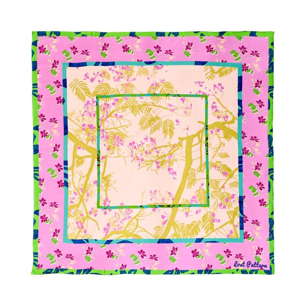 NWT Lost Pattern NYC Floral Tapestry Large Silk Scarf – Pink
